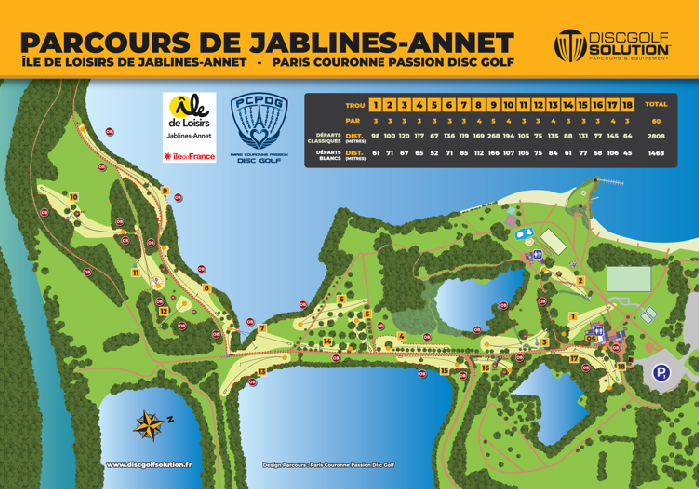 Plan du parcours de Disc Golf de Jablines